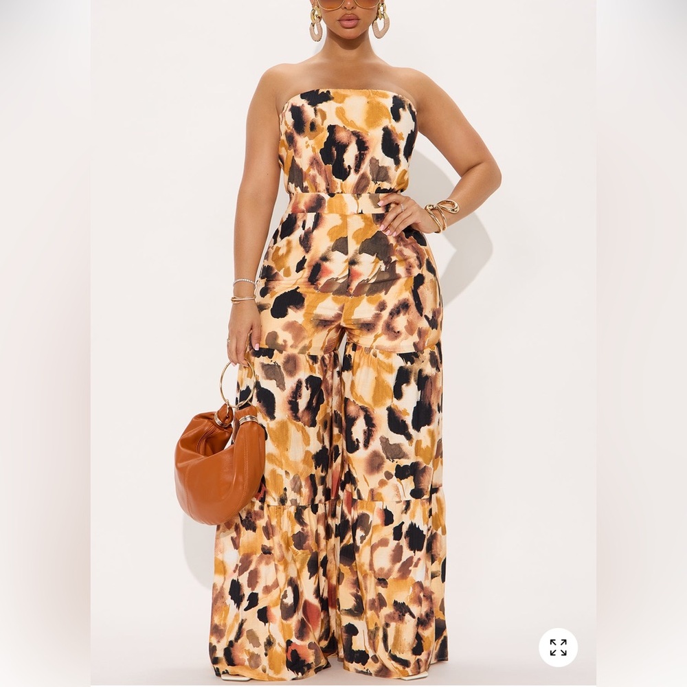 Fashion Nova Leopard Print Jumpsuit Octavia Wide Leg Jumpsuit